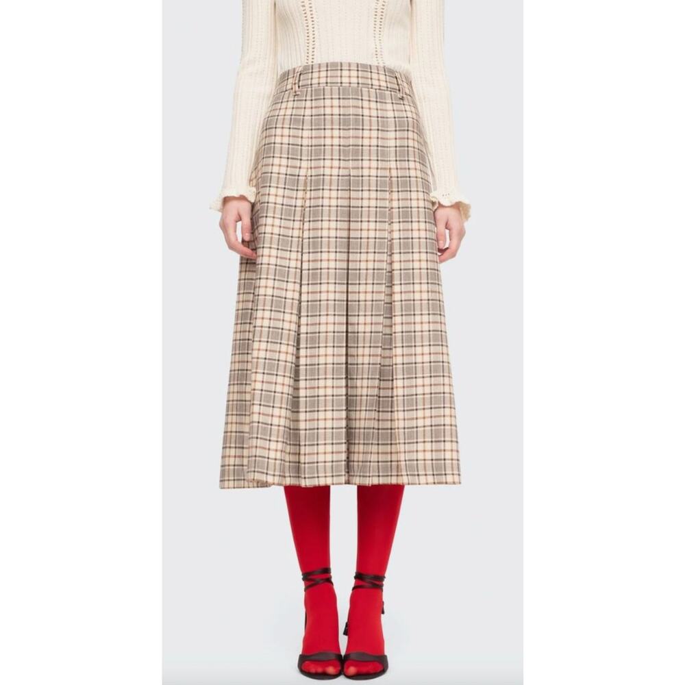 Sea New York Plaid Midi Skirt in Beige and Black